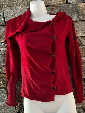 Persnickety Bright Red Knit Top with Ivory Label